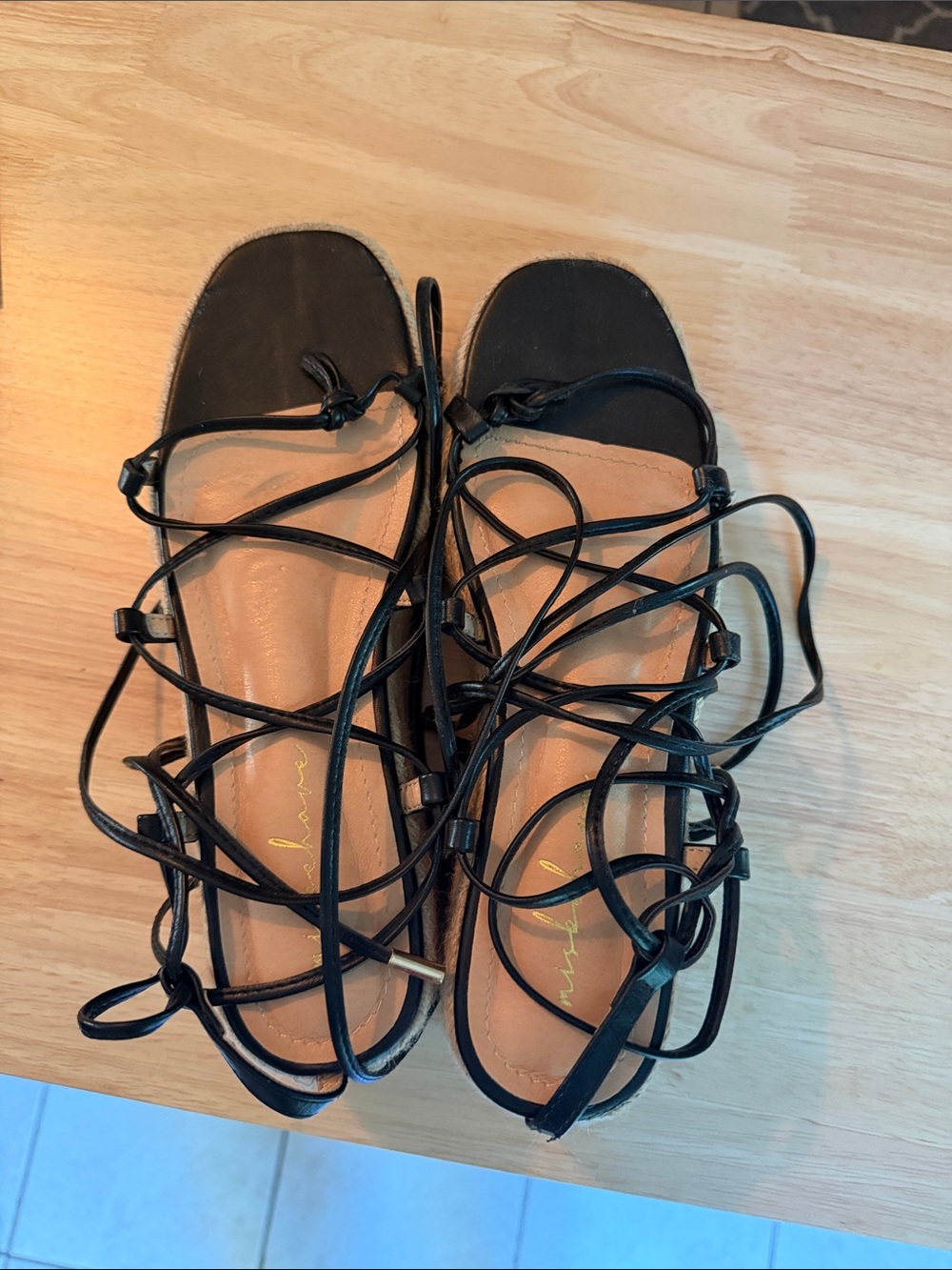 Black Lace-Up Women's Platform Sandals
